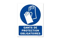 Panneau signalisation picto protection obligatoire des mains avec texte