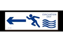 Flood evacuation sign exit on the right