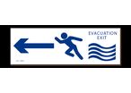 Flood evacuation sign exit on the right