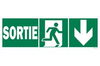 Exit sign + picto + right arrow down