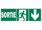 Exit sign + picto + right arrow down