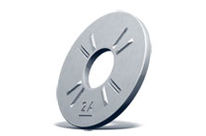 Washer with serration on one side and chamfer