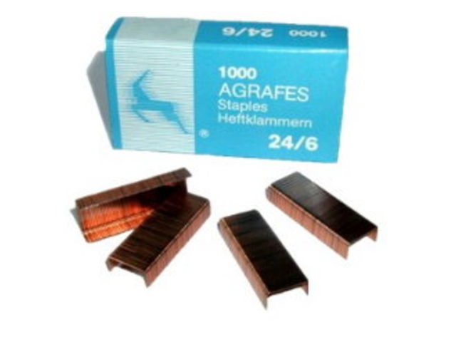 24/6 Coppered Staples - Box of 1000 Staples : Ag2461M
