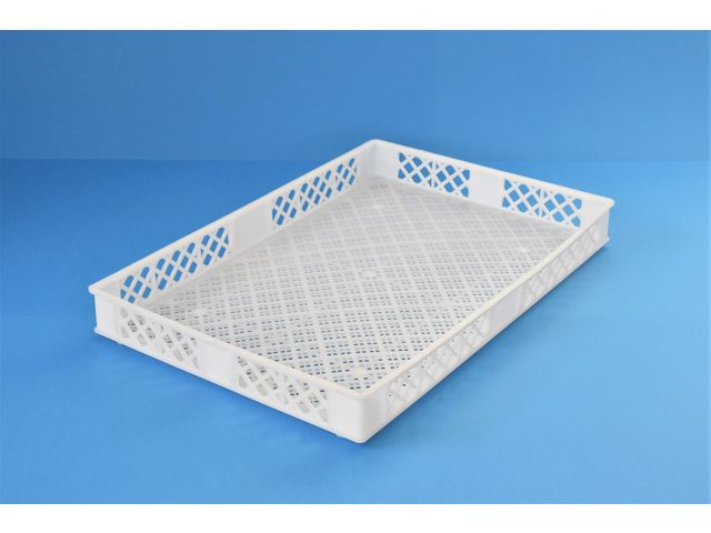 Stacking plastic box, perforated