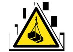 Suspended loads sign with picture