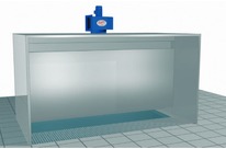 Painting booths with water veil filtration