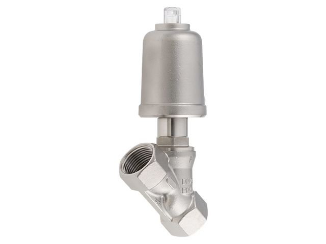 Pneumatically operated angle seat valve type 7010