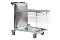 Ergonomic shelf-stacking trolley- wire-mesh trays 600×800