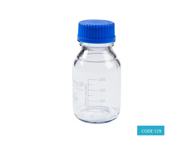 250ml ISO Reagent Bottle w/ 45mm BLUE Cap (140°C) - CODE 129