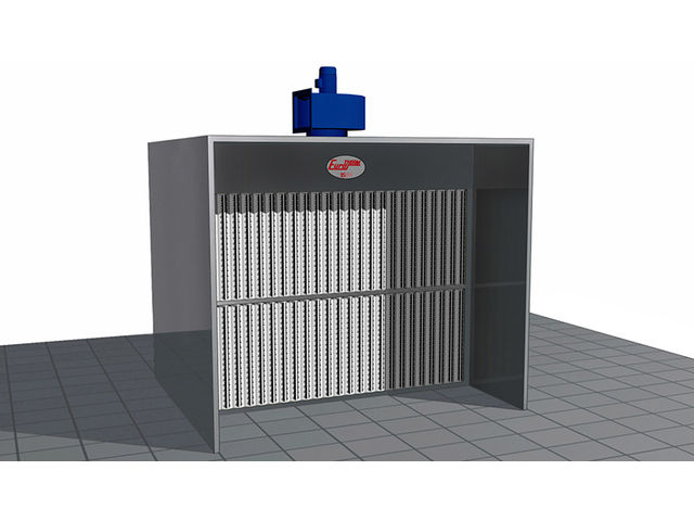 Painting booths with dry filtration