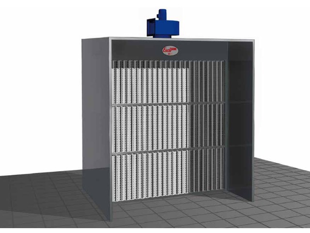 Painting booths with dry filtration