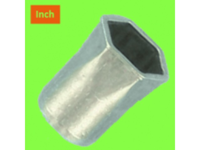 "Rivklés" Flush Nuts : Rivklés, Steel - Hex Body - Flat Head - Open Body