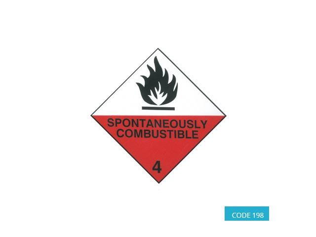 Class 4.2 (Spontaneous Combustion) Hazard Labels (250 mm x 250 mm) - CODE 198