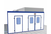 Pressurized booths with dry filtration
