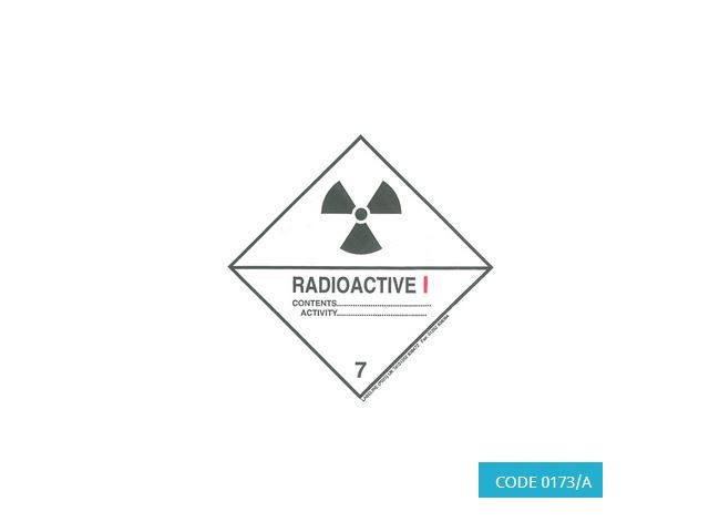 Class 7, Category 1 (Radioactive) Hazard Labels (100mm x 100mm) - CODE 0173/A