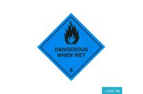 Class 4.3 (Dangerous When Wet) Hazard Labels (250 mm x 250 mm) - CODE 196