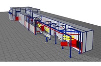 Manual liquid spray painting line with step feed