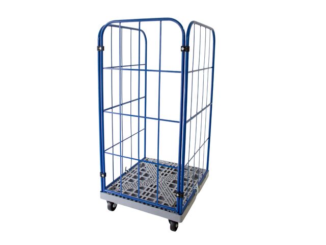 Rolling container RBX with two side walls and one rear wall