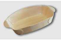 Oval thermo glued wooden tray for chocolate, pastry, dessert, cheese, pate, meat, deli…