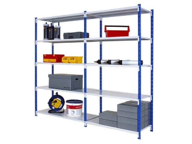 Painted shelving with FLICLASS steel sheet shelves | ManOrga