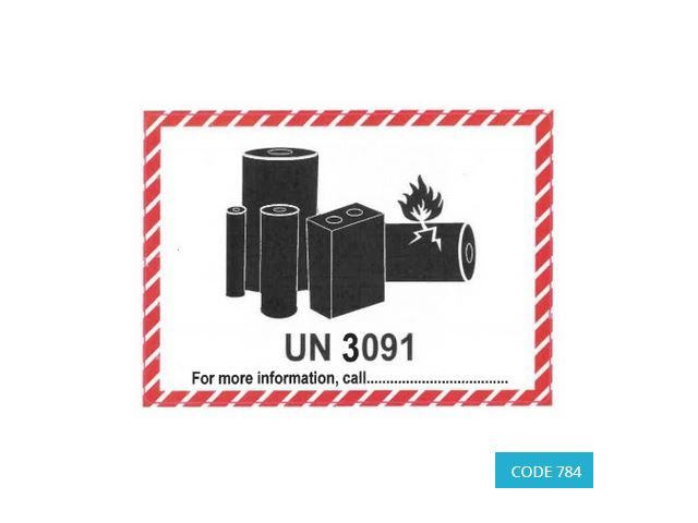 Lithium Battery Mark – UN 3091 (105 x 74mm) - CODE 784