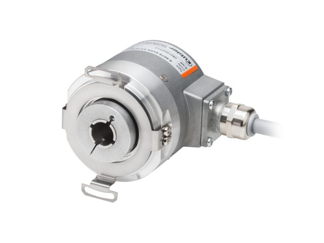 Encoders Absolute singleturn Sendix 5873, SSI, gray, binary, Ø 58 mm, optical, hollow shaft.