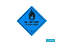 Class 4.3 (Dangerous When Wet) Hazard Labels (100mm x 100mm) - CODE 36