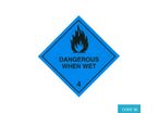 Class 4.3 (Dangerous When Wet) Hazard Labels (100mm x 100mm) - CODE 36