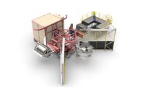 4 fixed arms rotational moulding machine : turret