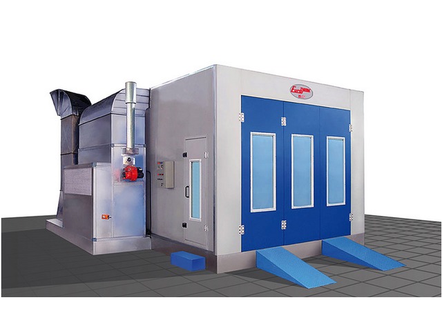 Pressurized booths for liquid painting with oven function