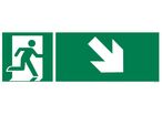 Evacuation picto sign + downhill arrow / recto/verso