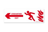 Fire evacuation sign exit on the right