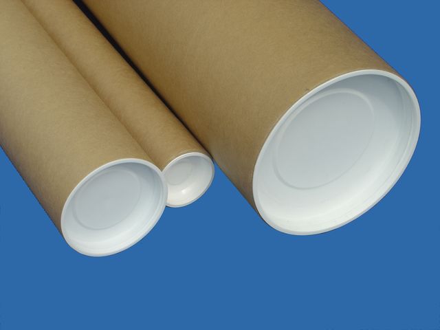 Cardboard tube with plastic stopper