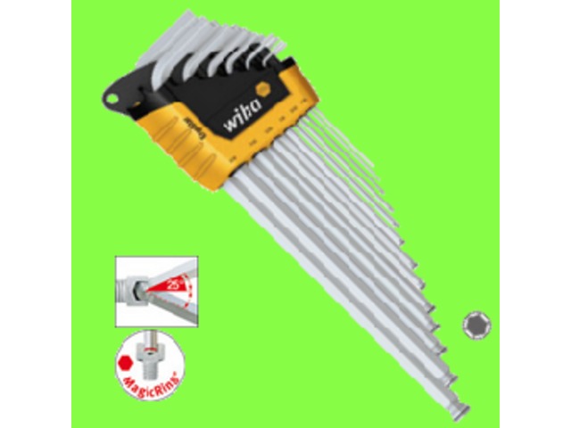 Wiha : WIHA- Clés Mâles - Clés Mâles ErgoStar - Jeu de Clés Mâles Six Pans à Tête Sphérique en étui ErgoStar avec MagicRing-13 pièces, en pouces