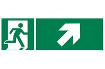 Evacuation sign + arrow on both sides
