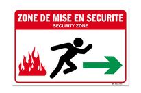 Evacuation sign safety procedure on the right
