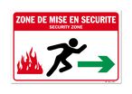 Evacuation sign safety procedure on the right