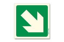 Downright arrow photoluminescent evacuation sign