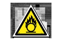 Combustive materials danger sign with picture