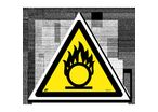 Combustive materials danger sign with picture