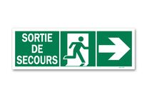 Emergency exit evacuation sign + photoluminescent right door picto
