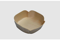 Square thermoformed wooden tray for chocolate, dessert, fruit, vegetable, cheese product, meat, deli…