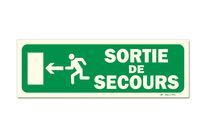 Emergency exit + photoluminescent left door picto evacuation sign &amp;quot;