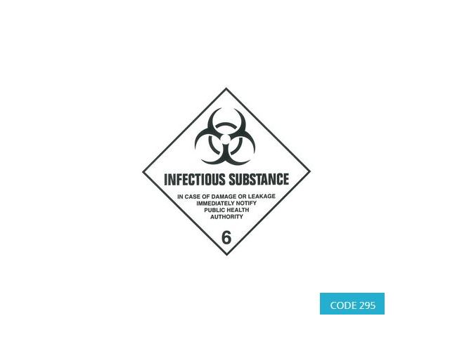 Label Class 6.2 (Infectious Substance) Hazard Labels (250mm x 250mm) - CODE 295