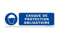 Panneau signalisation picto protection obligatoire tete avec texte