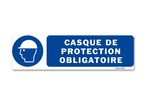 Panneau signalisation picto protection obligatoire tete avec texte