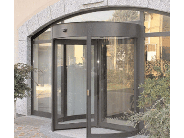 Revolving pedestrian doors
