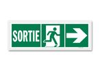 Exit evacuation sign + picto towards right door