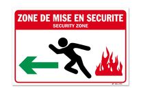 Evacuation sign safety procedure on the left