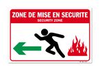 Evacuation sign safety procedure on the left